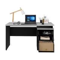 Escrivaninha Mesa Escritório 135cm 3 Gavetas Flex Multimóveis Cr25313 Cinza Preto - 5