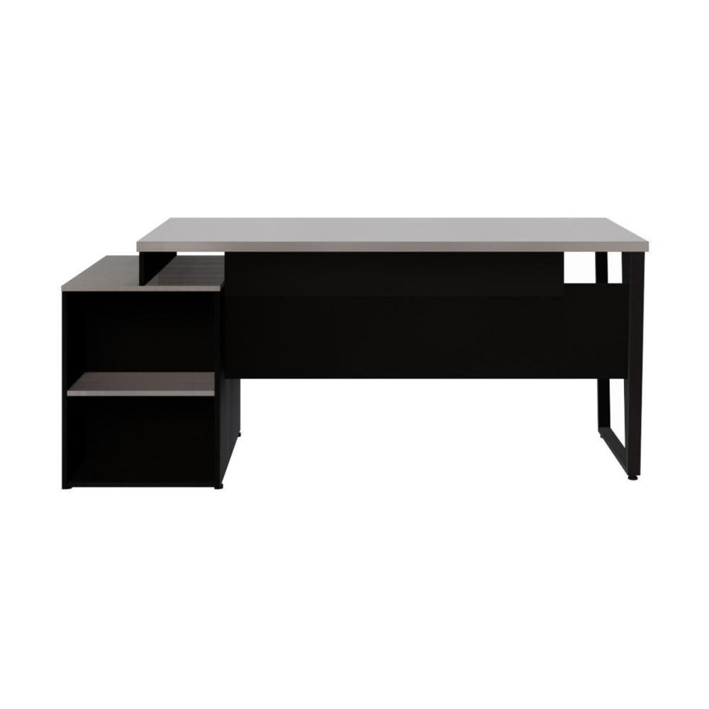 Escrivaninha Mesa De Escritório 172cm 2 Gavetas Flex Multimóveis Cr25310 Cinza Preto - 6