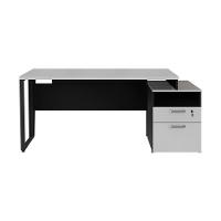 Escrivaninha Mesa De Escritório 172cm 2 Gavetas Flex Multimóveis Cr25310 Cinza Preto - 7