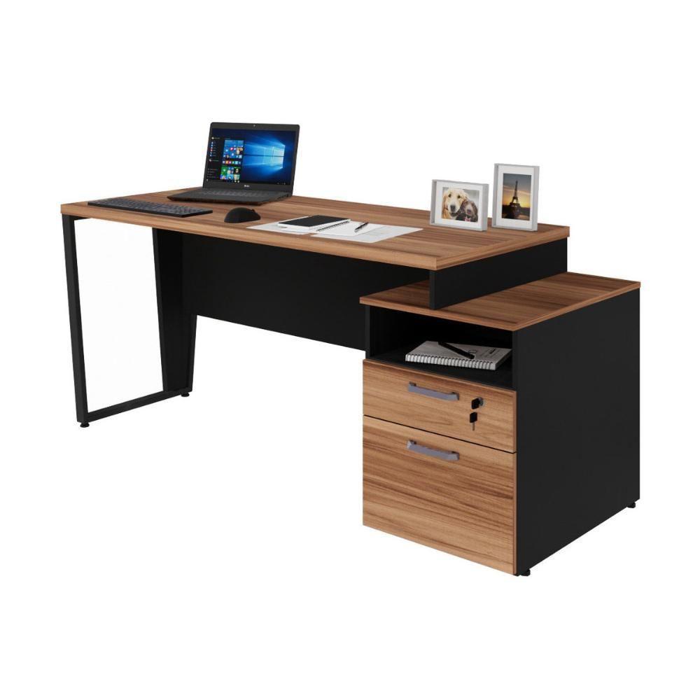 Escrivaninha Mesa De Escritório 172cm 2 Gavetas Flex Multimóveis Cr25310 Sevilha Preto - 2