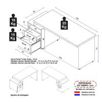 Escrivaninha Mesa De Escritório 172cm 2 Gavetas Flex Multimóveis Cr25310 Sevilha Preto
