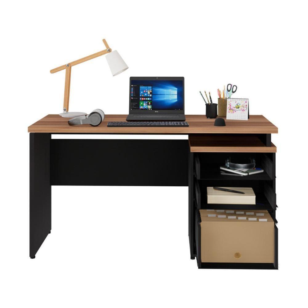 Escrivaninha Mesa Escritório 135cm 3 Gavetas Flex Multimóveis Cr25313 Sevilha Preto - 5
