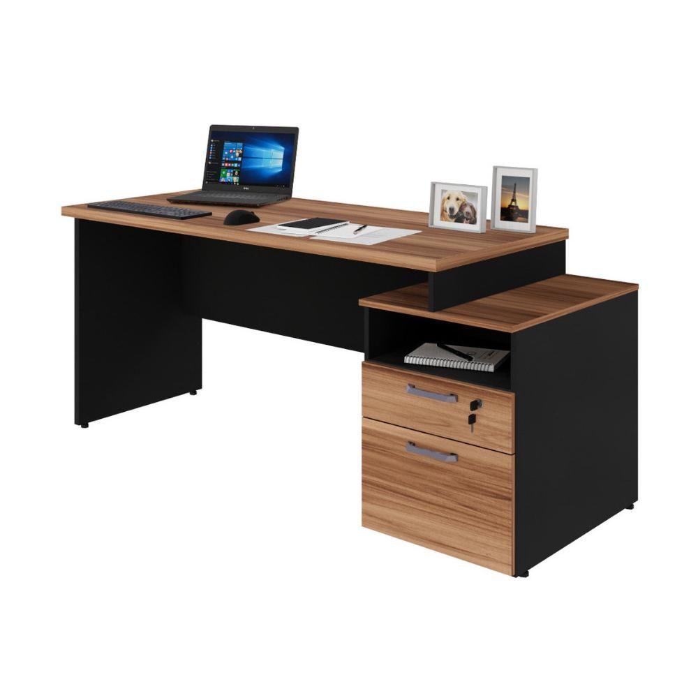 Escrivaninha Mesa De Escritório 172cm 2 Gavetas Flex Multimóveis Cr25309 Sevilha Preto - 6