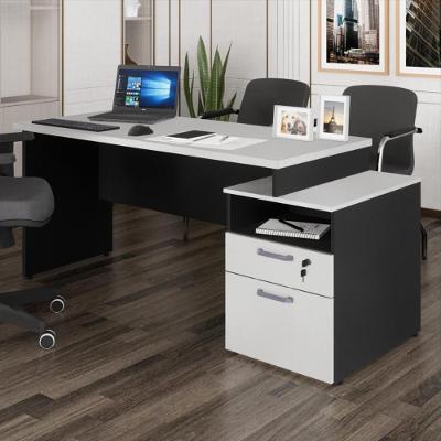 Mesa Escritório Retangular CR25309 Moderno 2 Gavetas MDF 172cm Cinza Preto