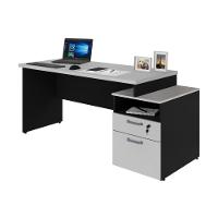 Escrivaninha Mesa De Escritório 172cm 2 Gavetas Flex Multimóveis Cr25309 Cinza Preto - 2