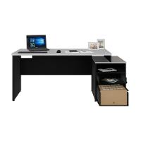 Escrivaninha Mesa De Escritório 172cm 2 Gavetas Flex Multimóveis Cr25309 Cinza Preto - 5