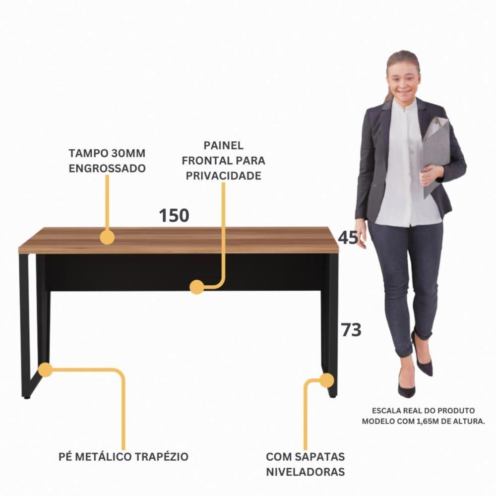 Escrivaninha Mesa De Escritório 150cm Multimóveis Cr25329 Sevilha Preto - 3