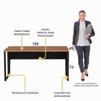Escrivaninha Mesa De Escritório 150cm Multimóveis Cr25329 Sevilha Preto - 3
