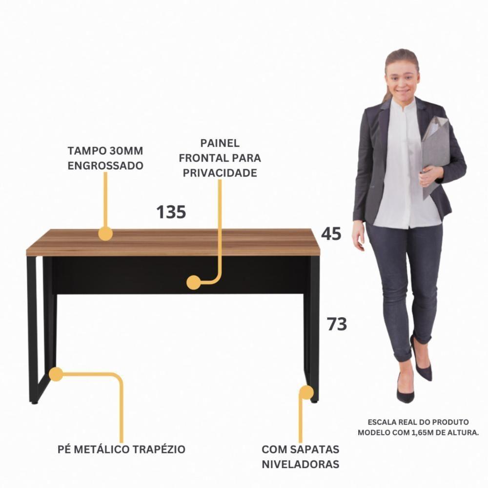 Escrivaninha Mesa De Escritório 135cm Multimóveis Cr25328 Sevilha Preto - 3