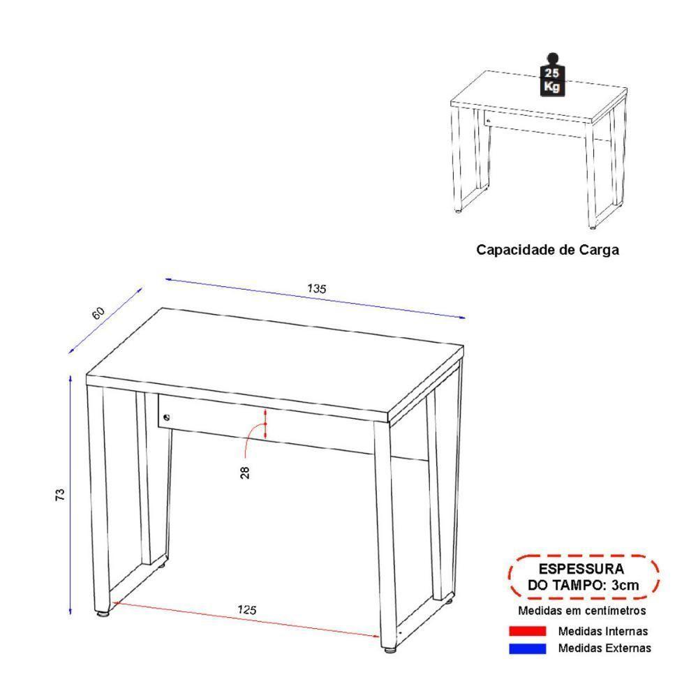 Escrivaninha Mesa De Escritório 135cm Multimóveis Cr25328 Sevilha Preto - 4