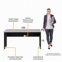 Escrivaninha Mesa De Escritório 150cm Multimóveis Cr25318 Cinza Preto - 3
