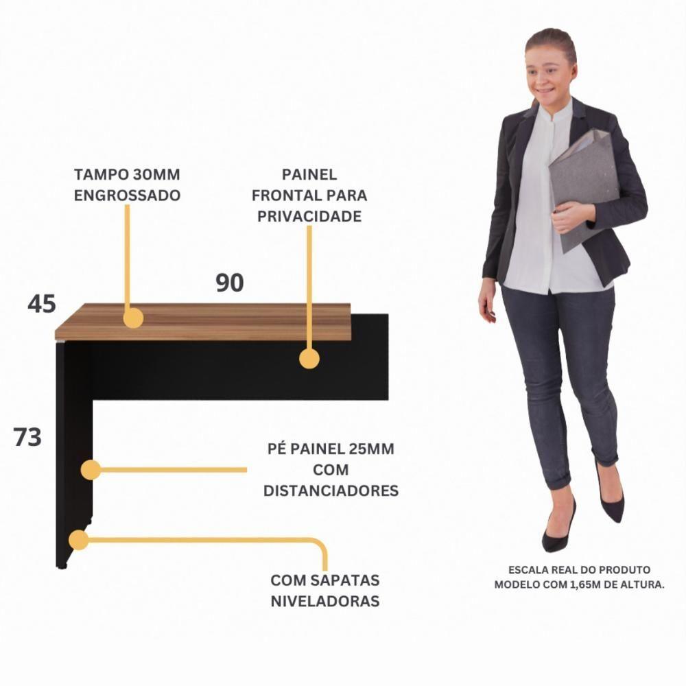 Mesa De Escritório Auxiliar 90cm Multimóveis Cr25305 Sevilha Preto - 3