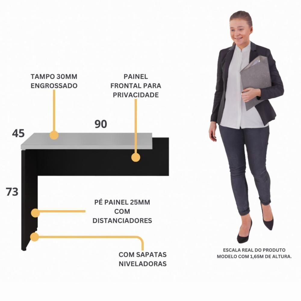 Mesa De Escritório Auxiliar 90cm Multimóveis Cr25305 Cinza Preto - 3