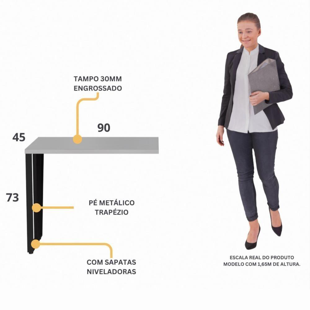 Mesa De Escritório Auxiliar 90cm Multimóveis Cr25306 Cinza Preto - 3