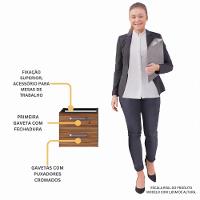 Gaveteiro Para Mesa De Escritório 33cm Com Chave 2 Gavetas Multimóveis Cr25304 Sevilha Preto - 3