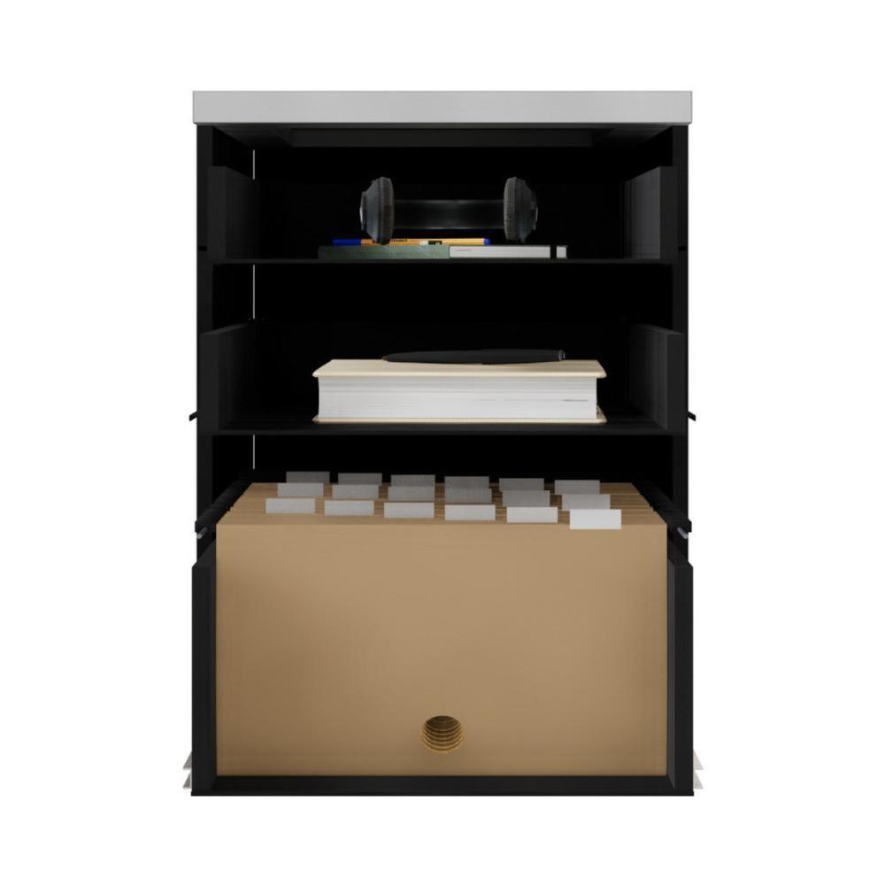 Gaveteiro De Escritório 46cm Com Chave 3 Gavetas E Rodízios Multimóveis Cr25302 Cinza Preto - 6