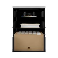 Gaveteiro De Escritório 46cm Com Chave 3 Gavetas E Rodízios Multimóveis Cr25302 Cinza Preto - 6