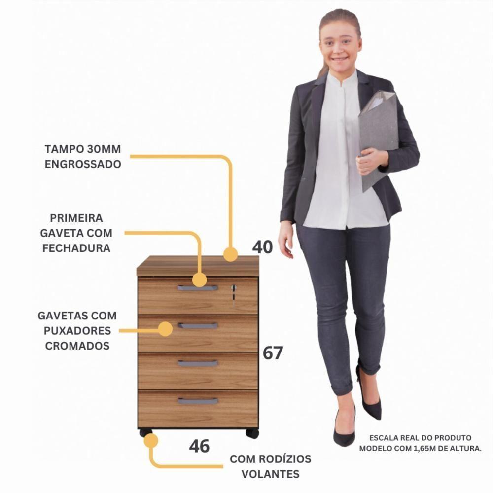 Gaveteiro De Escritório 46cm Com Chave 4 Gavetas E Rodízios Multimóveis Cr25303 Sevilha Preto - 3