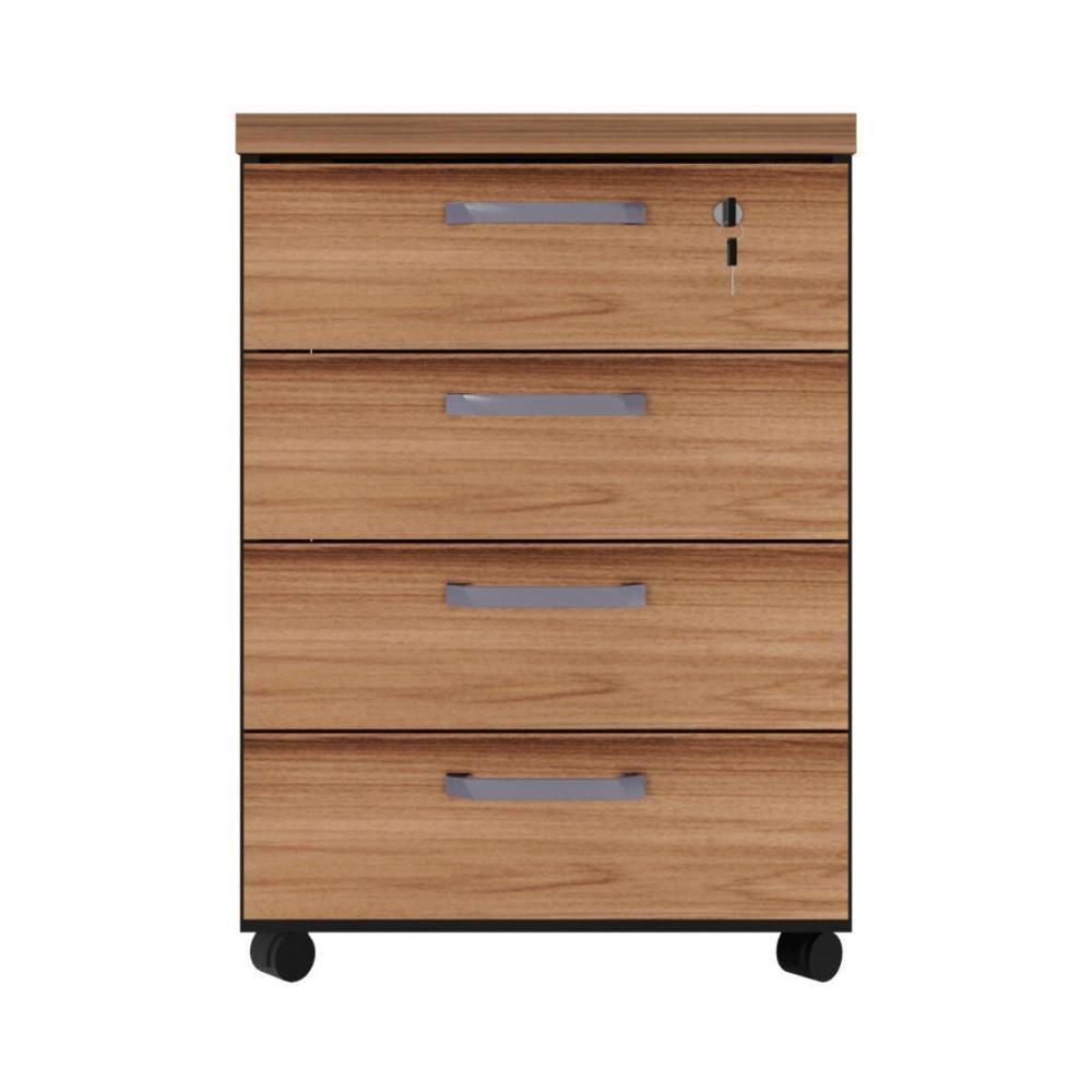 Gaveteiro De Escritório 46cm Com Chave 4 Gavetas E Rodízios Multimóveis Cr25303 Sevilha Preto - 6