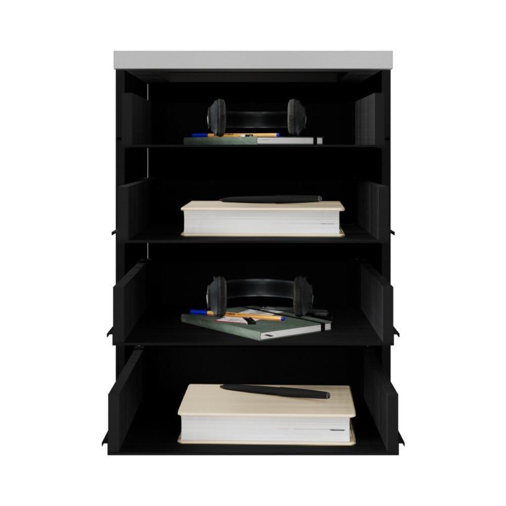 Gaveteiro De Escritório 46cm Com Chave 4 Gavetas E Rodízios Multimóveis Cr25303 Cinza Preto - 5