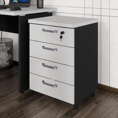Gaveteiro De Escritório 46cm Com Chave 4 Gavetas E Rodízios Multimóveis Cr25303 Cinza Preto