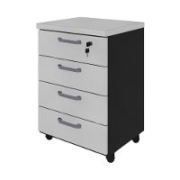 Gaveteiro De Escritório 46cm Com Chave 4 Gavetas E Rodízios Multimóveis Cr25303 Cinza Preto - 2