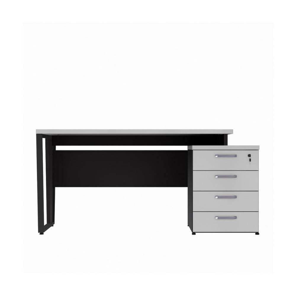 Escrivaninha Mesa Escritório Extensível 135cm 4 Gavetas Flex Multimóveis Cr25324 Cinza Preto - 6