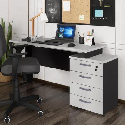 Conjunto de Escritório CR25324 Moderno 4 Gavetas Madeira Cinza e Preto