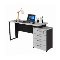 Escrivaninha Mesa Escritório Extensível 135cm 4 Gavetas Flex Multimóveis Cr25324 Cinza Preto - 2