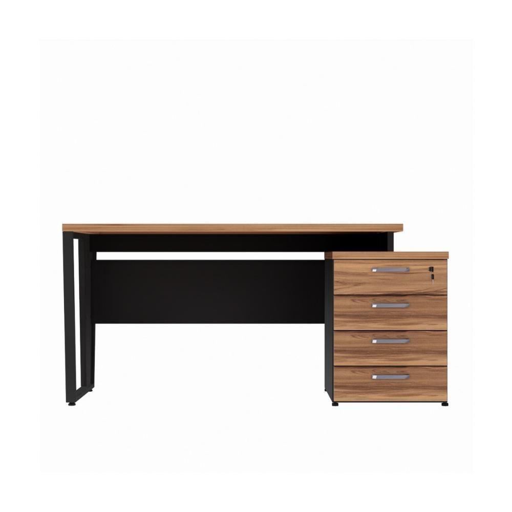 Escrivaninha Mesa Escritório Extensível 135cm 4 Gavetas Flex Multimóveis Cr25324 Sevilha Preto - 6