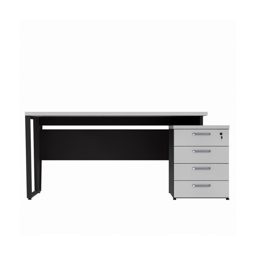 Escrivaninha Mesa Escritório Extensível 150cm 4 Gavetas Flex Multimóveis Cr25325 Cinza Preto - 6