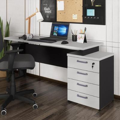 Conjunto de Escritório CR25325 Moderno 4 Gavetas em MDF Extensível Cinza Preto