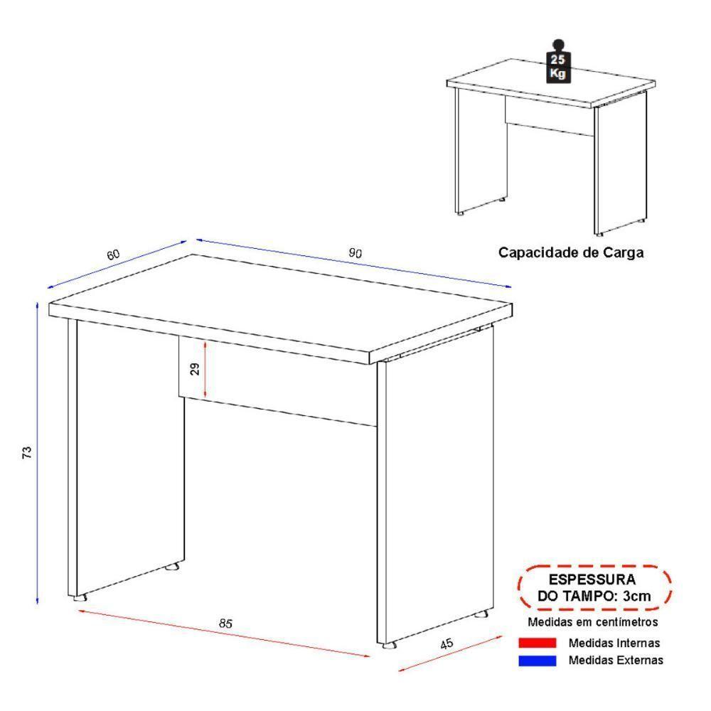 Escrivaninha Mesa Escritório 90cm Multimóveis Cr25319 Cinza Preto - 4