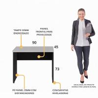 Escrivaninha Mesa Escritório 90cm Multimóveis Cr25319 Cinza Preto - 3