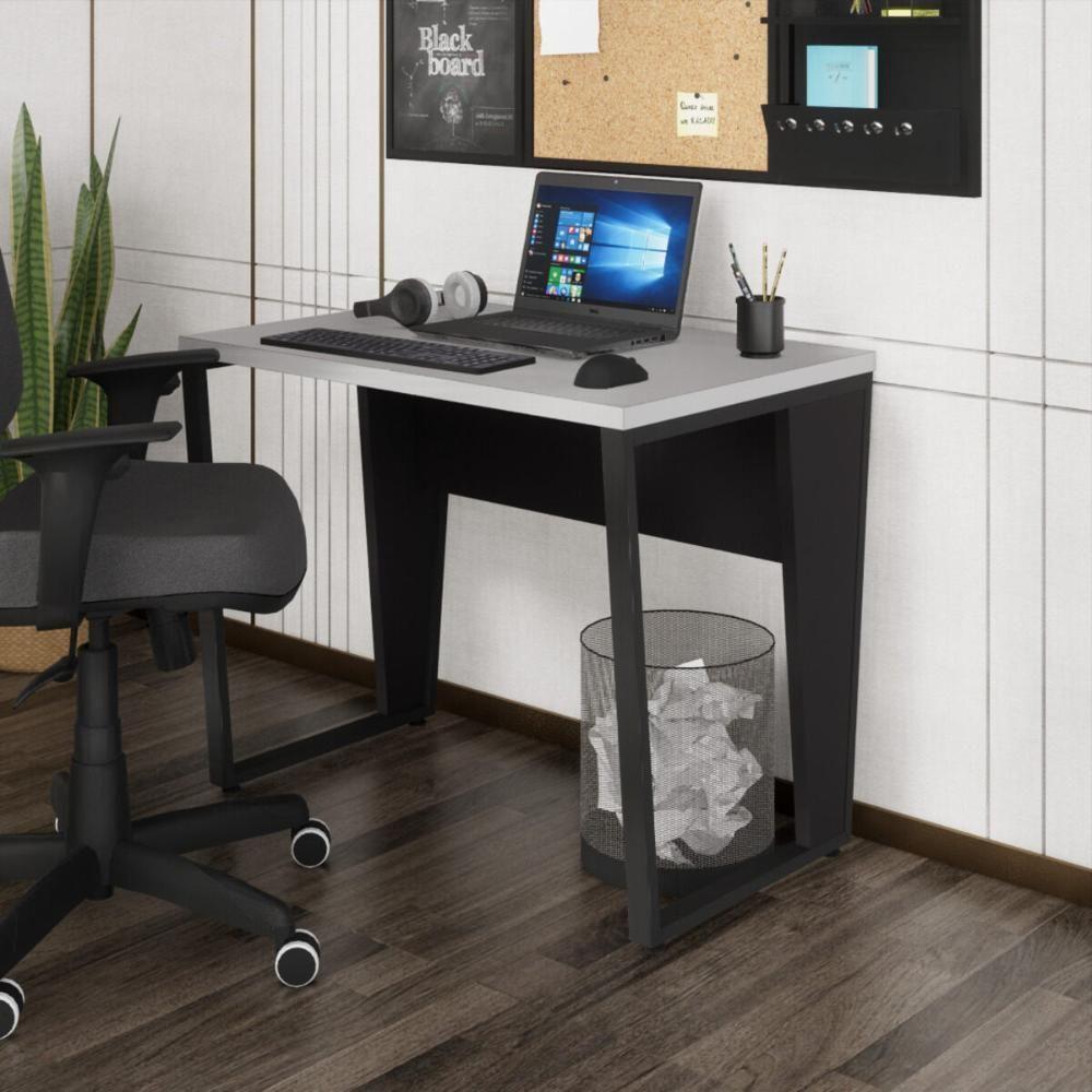 Escrivaninha Mesa Escritório 90cm Multimóveis Cr25326 Cinza Preto - 1
