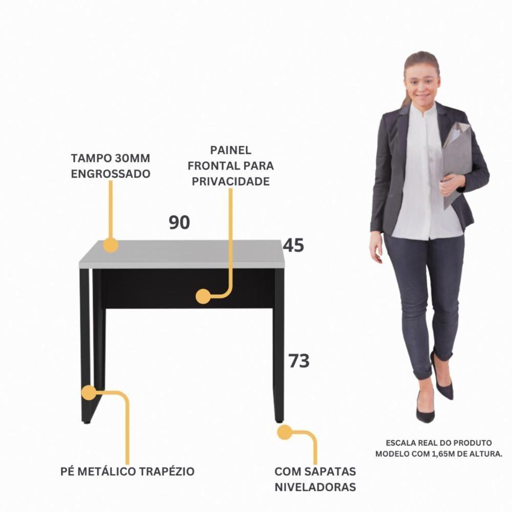 Escrivaninha Mesa Escritório 90cm Multimóveis Cr25326 Cinza Preto - 3