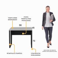 Escrivaninha Mesa Escritório 90cm Multimóveis Cr25326 Cinza Preto - 3