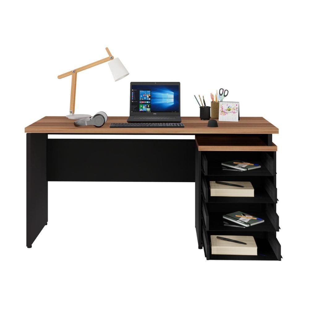 Escrivaninha Mesa Escritório 150cm 4 Gavetas Flex Multimóveis Cr25317 Sevilha Preto - 3