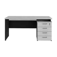 Escrivaninha Mesa Escritório 150cm 4 Gavetas Flex Multimóveis Cr25317 Cinza Preto