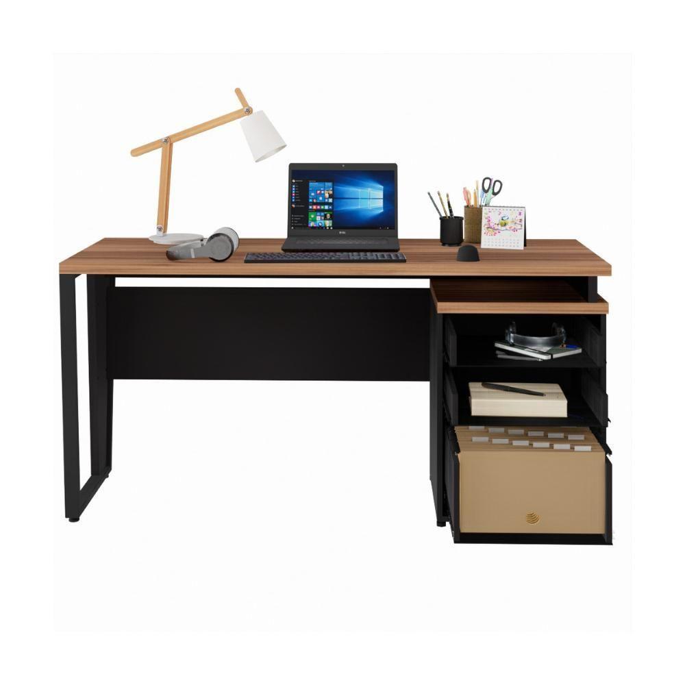 Escrivaninha Mesa Escritório 150cm 3 Gavetas Flex Multimóveis Cr25322 Sevilha Preto - 5