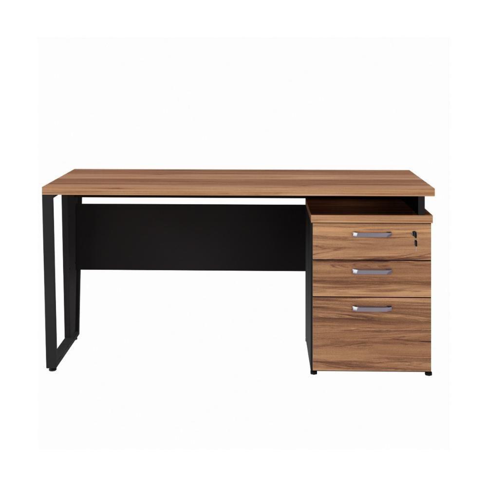 Escrivaninha Mesa Escritório 150cm 3 Gavetas Flex Multimóveis Cr25322 Sevilha Preto - 6