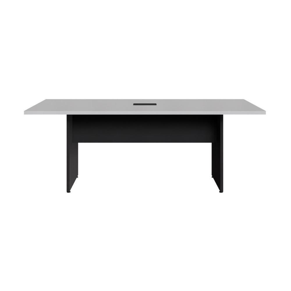 Mesa De Escritório Reunião 200cm Com Caixa De Tomadas Multimóveis Cr25334 Cinza Preto - 6