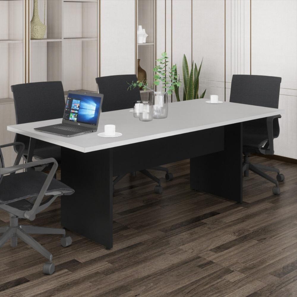 Mesa De Escritório Reunião 200cm Multimóveis Cr25333 Cinza Preto - 1