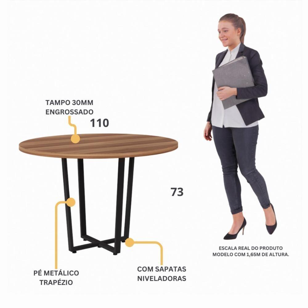 Mesa Escritório De Reunião 110cm Redonda Multimóveis Cr25331 Sevilha Preto - 4