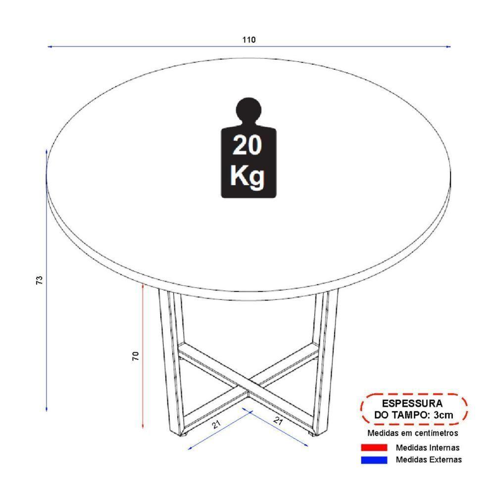 Mesa Escritório De Reunião 110cm Redonda Multimóveis Cr25331 Cinza Preto - 4