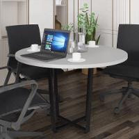 Mesa Escritório De Reunião 110cm Redonda Multimóveis Cr25331 Cinza Preto - 1