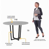 Mesa Escritório De Reunião 110cm Redonda Multimóveis Cr25331 Cinza Preto - 3