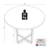 Mesa Escritório De Reunião 110cm Redonda Multimóveis Cr25331 Cinza Preto