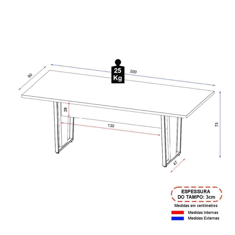 Mesa De Escritório Reunião 200cm Multimóveis Cr25332 Cinza Preto - 4
