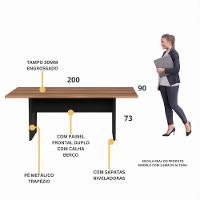 Mesa De Escritório Reunião 200cm Multimóveis Cr25332 Sevilha Preto - 3